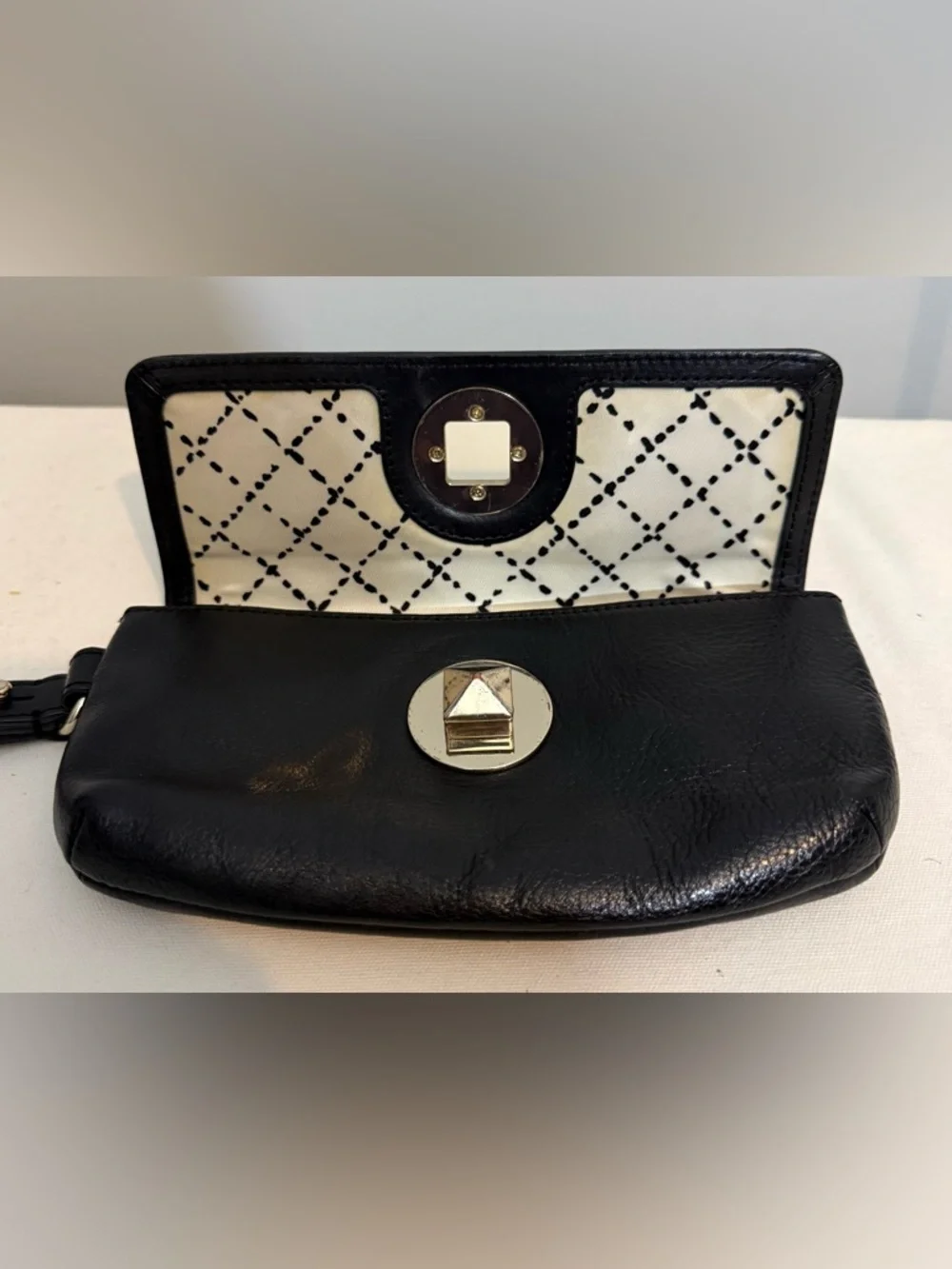 Kate Spade Chrystie Street Evan Clutch Wristlet Black Leather